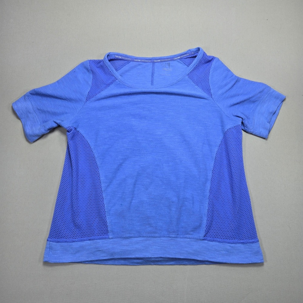 Calvin Klein Performance Top Mesh Activewear Blue Women Size L Athletic Gym Tee
